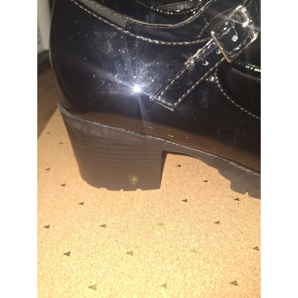 Soda Black Patent Mary Jane Shoes Chunky Block Heel Lug Sole Platform Size 7 - Picture 2 of 4